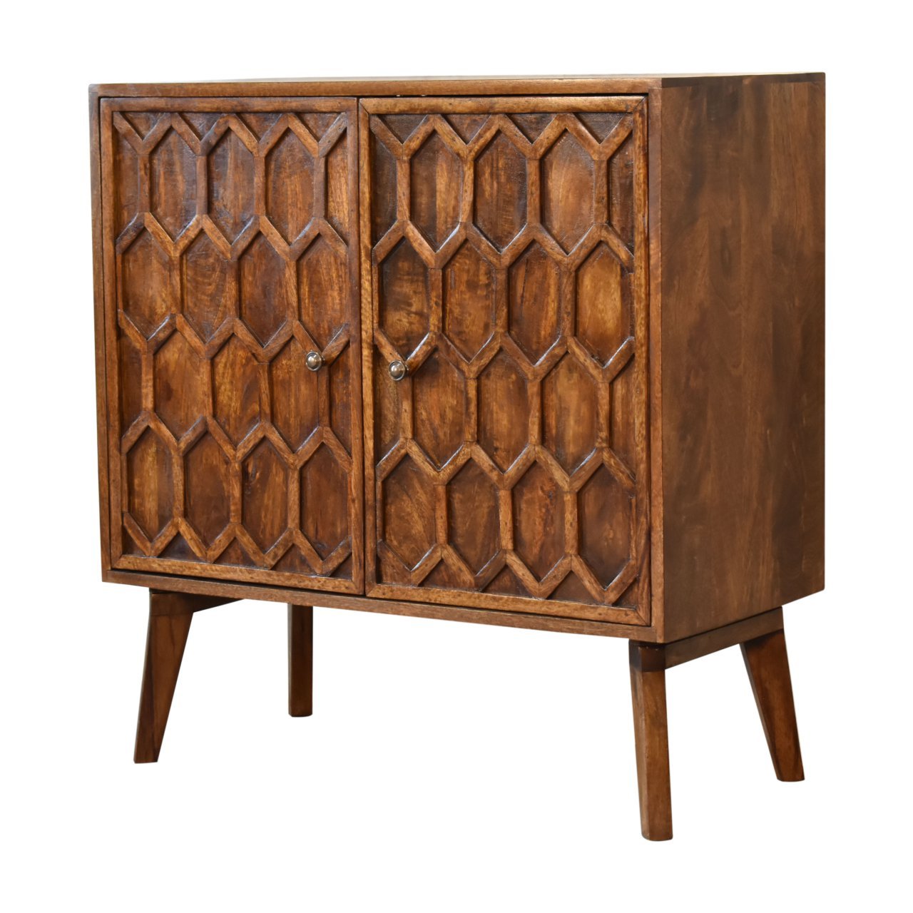 Szafka z litego drewna mango – kasztanowa, 75 cm — model IN1831 - obrazek 2
