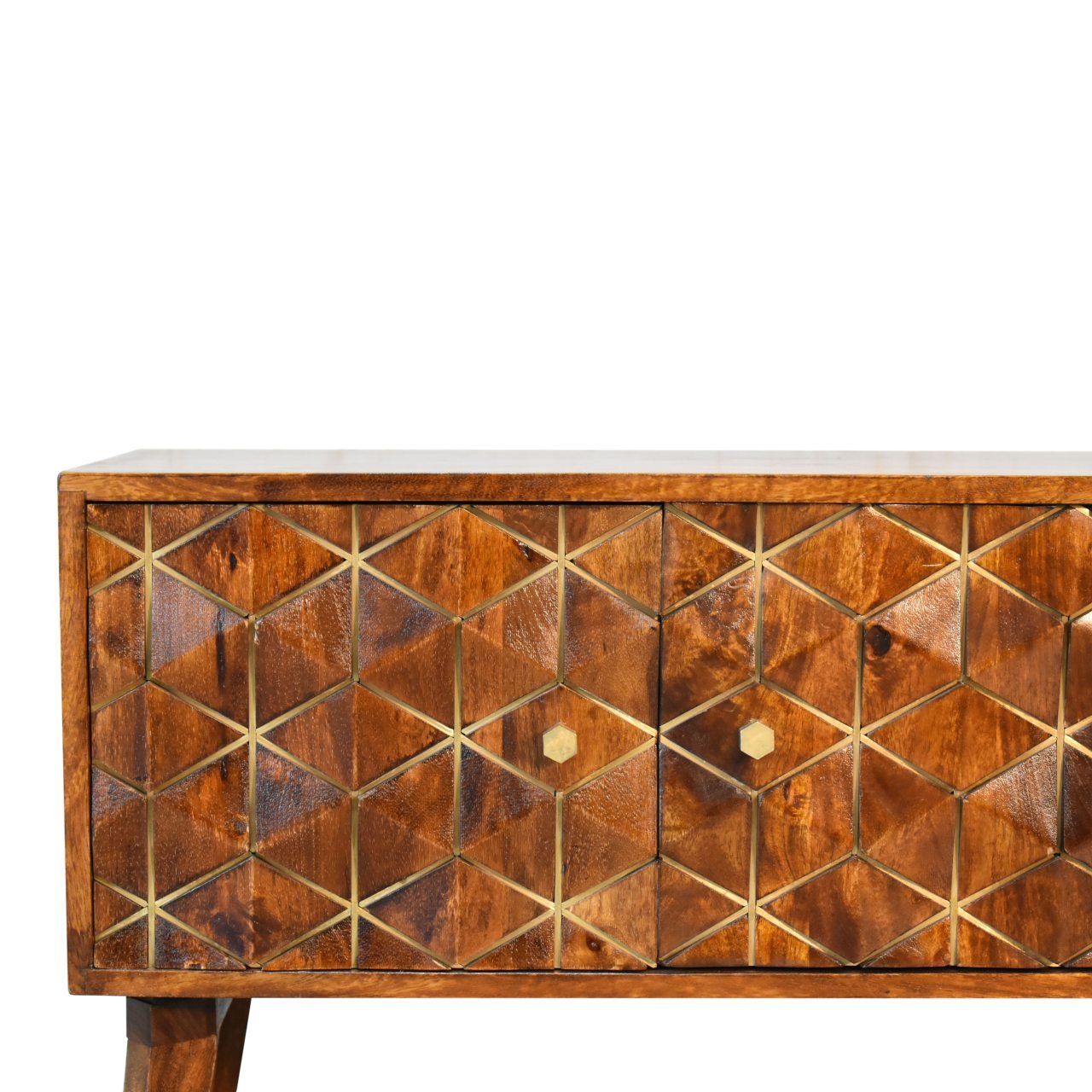 Szafka RTV Artisan IN1839 – lite drewno mango, wykończenie kasztanowe - obrazek 4