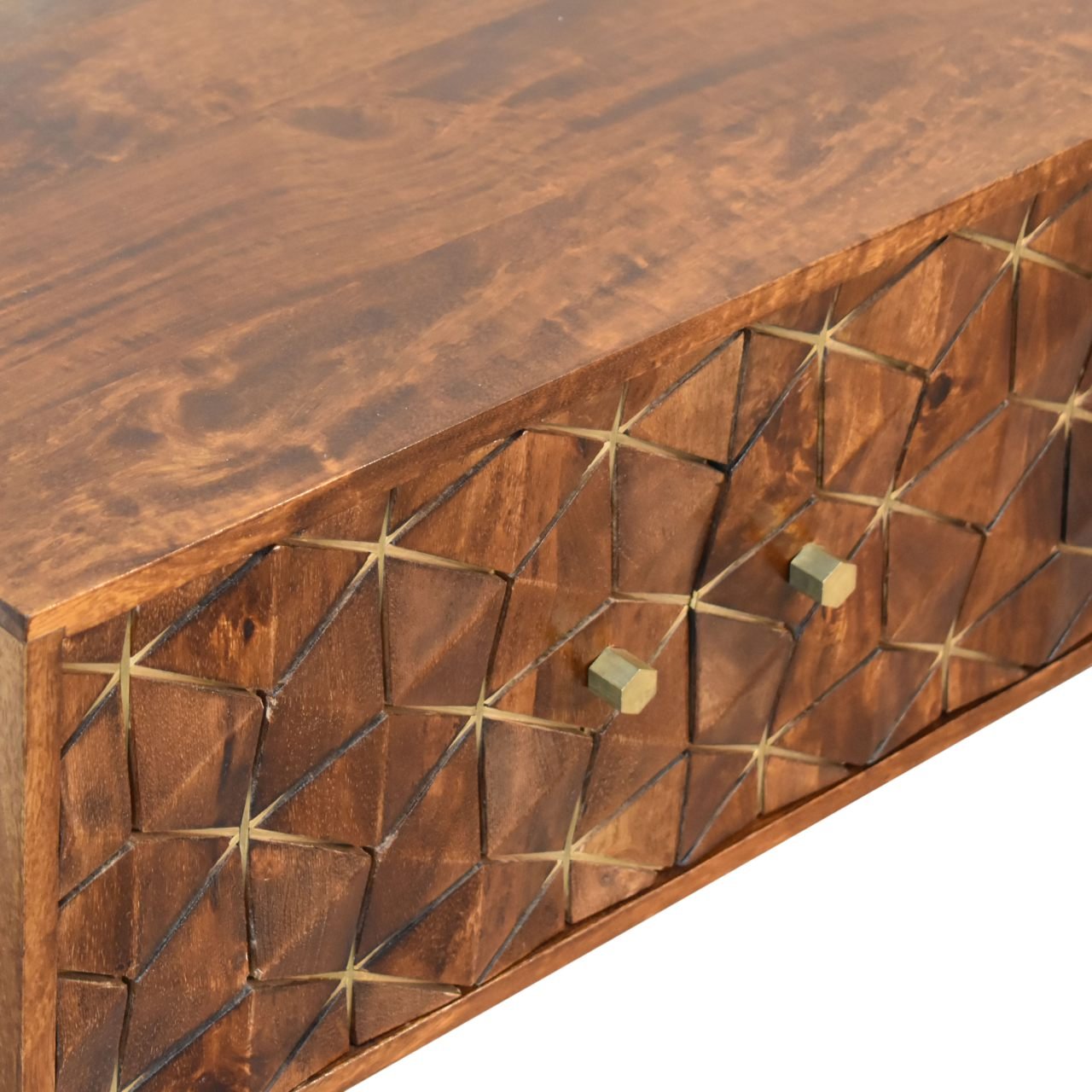 Szafka RTV Artisan IN1839 – lite drewno mango, wykończenie kasztanowe - obrazek 5