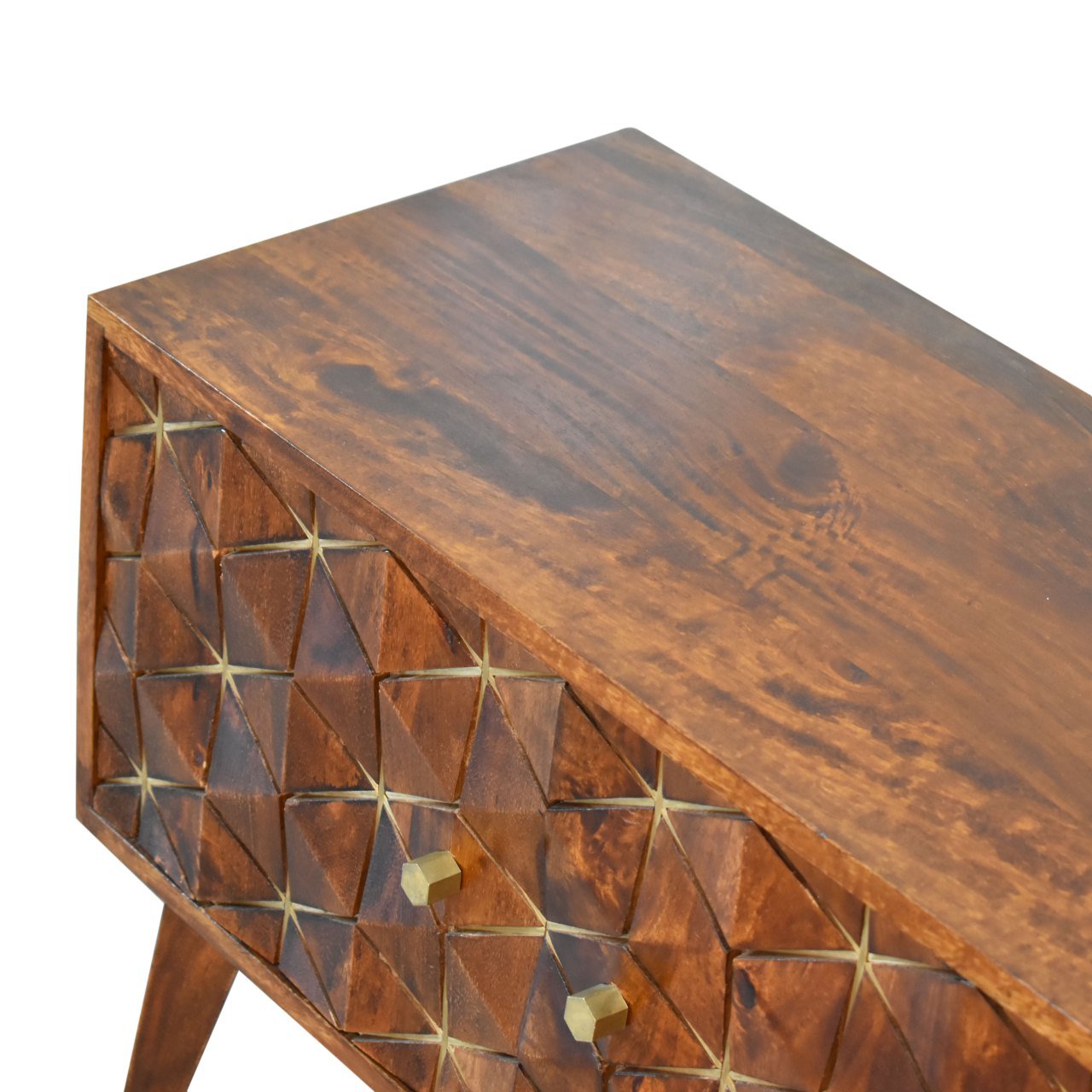 Szafka RTV Artisan IN1839 – lite drewno mango, wykończenie kasztanowe - obrazek 6