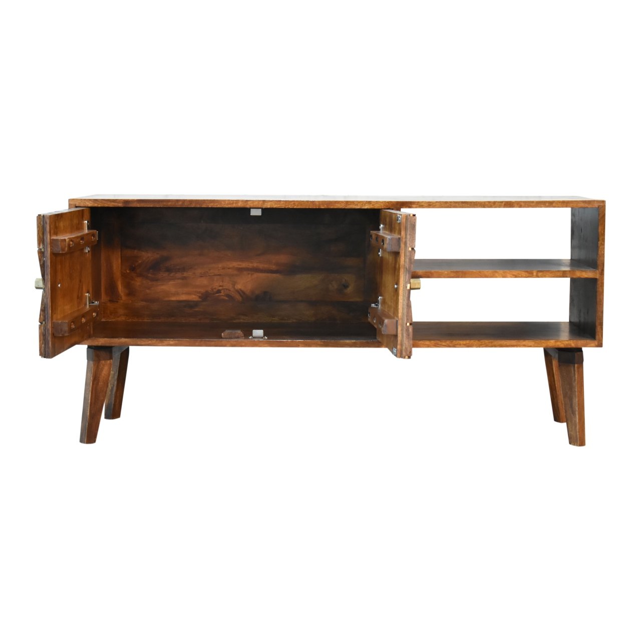 Szafka RTV Artisan IN1839 – lite drewno mango, wykończenie kasztanowe - obrazek 7