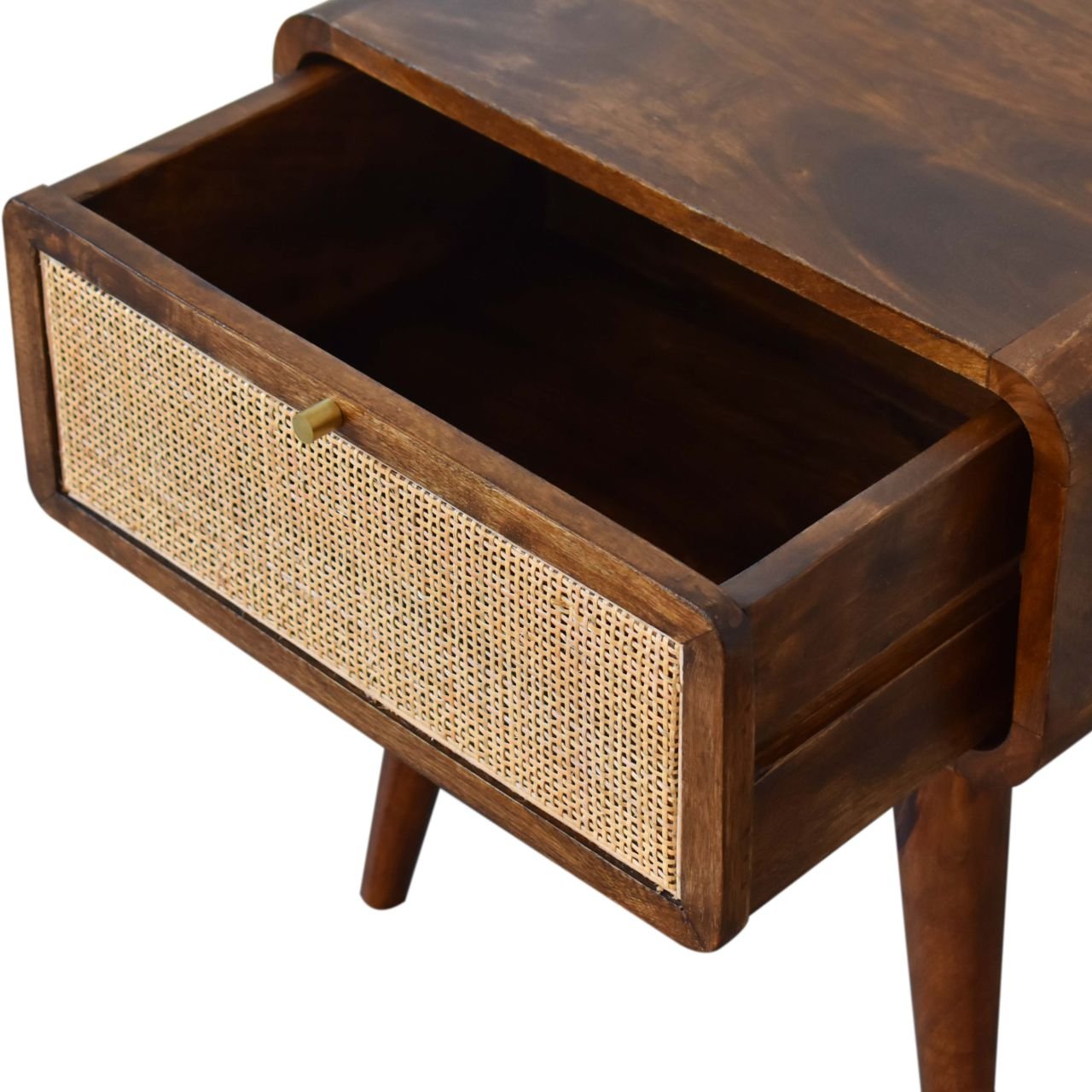 Szafka nocna z litego drewna mango – kasztanowa, 45 cm — model IN1842 - obrazek 6