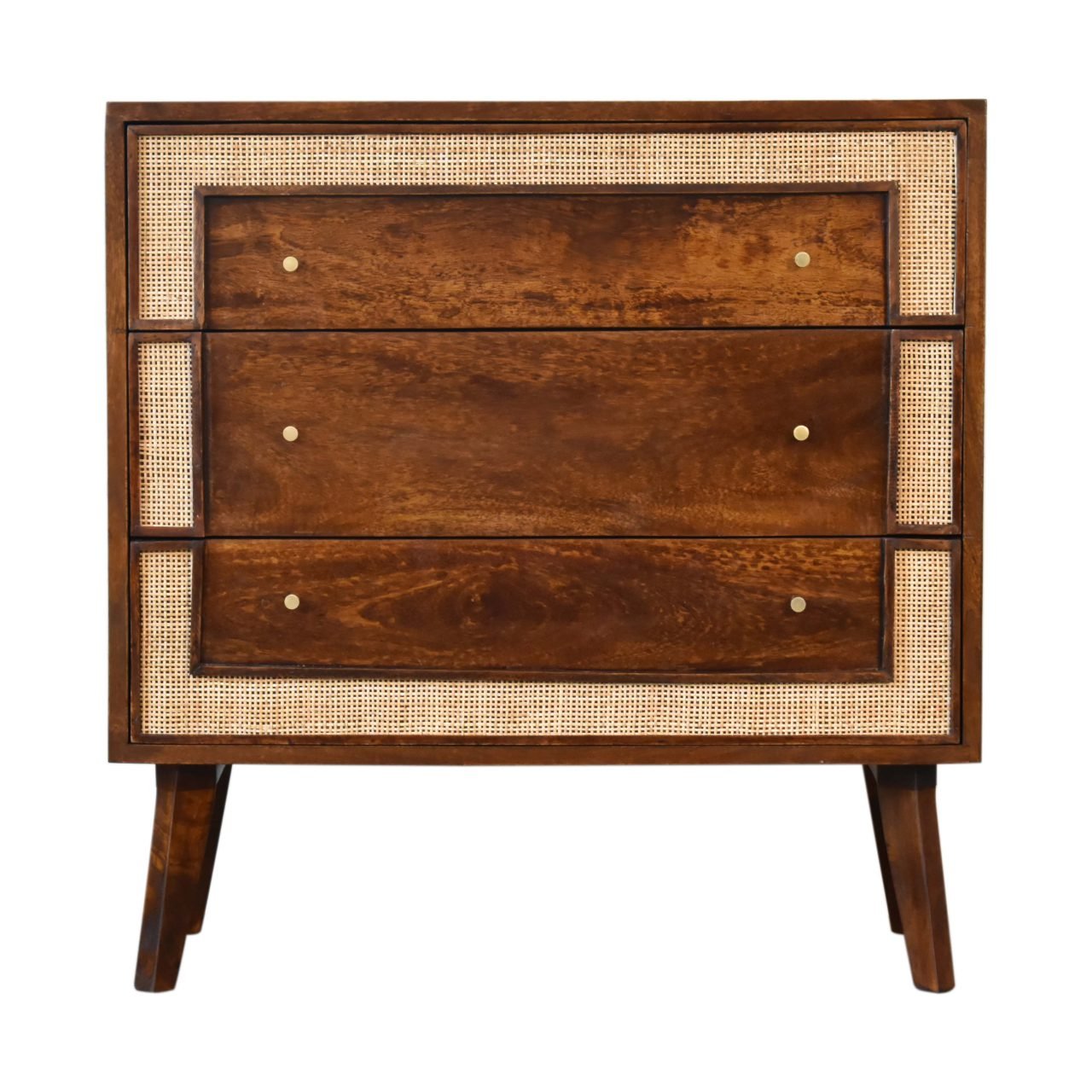Komoda z litego drewna mango – kasztanowa, 75 cm — model IN1844