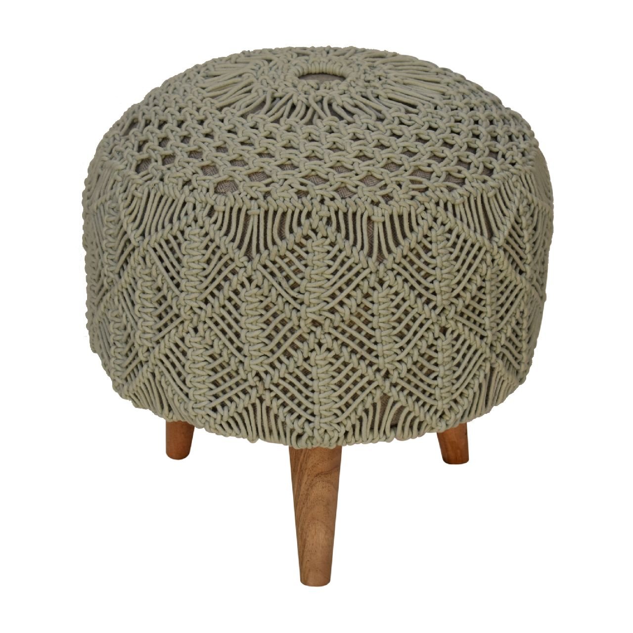 Pufa z drewna i bawełny – 40 cm — model IN1990 - obrazek 2