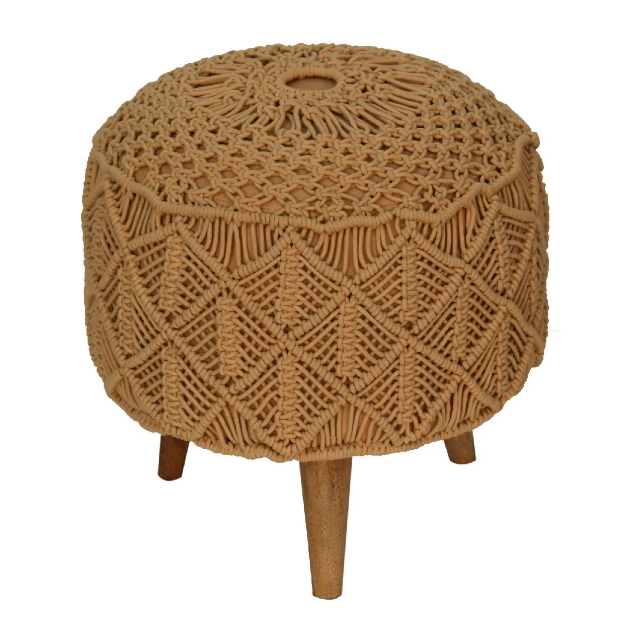 Pufa z drewna i bawełny – 40 cm — model IN1992 - Image 2