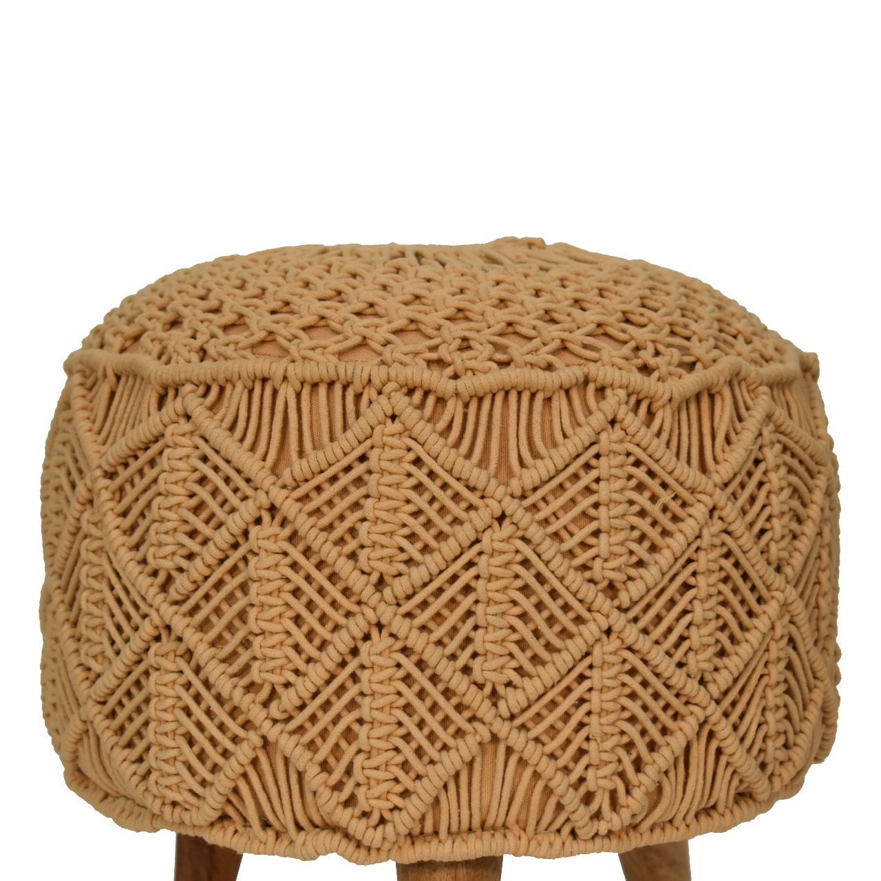 Pufa z drewna i bawełny – 40 cm — model IN1992 - Image 3