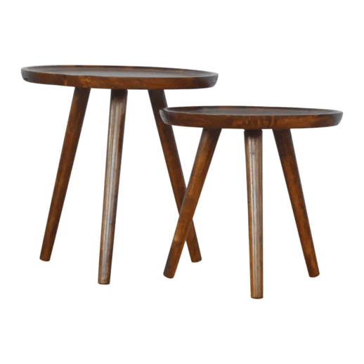 Pufa z litego drewna mango – kasztanowa, 45 cm — model IN2045 - obrazek 7
