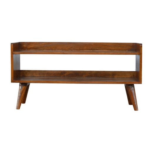 Ławka z litego drewna mango – kasztanowa, 90 cm — model IN2047 - Image 7