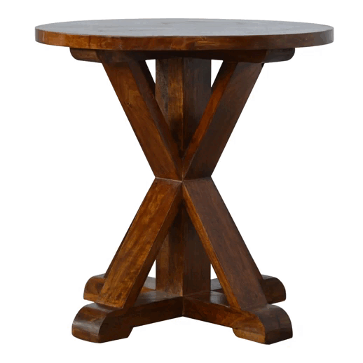 Stolik okrągły z litego drewna mango – kasztanowy, 60 cm - Image 6
