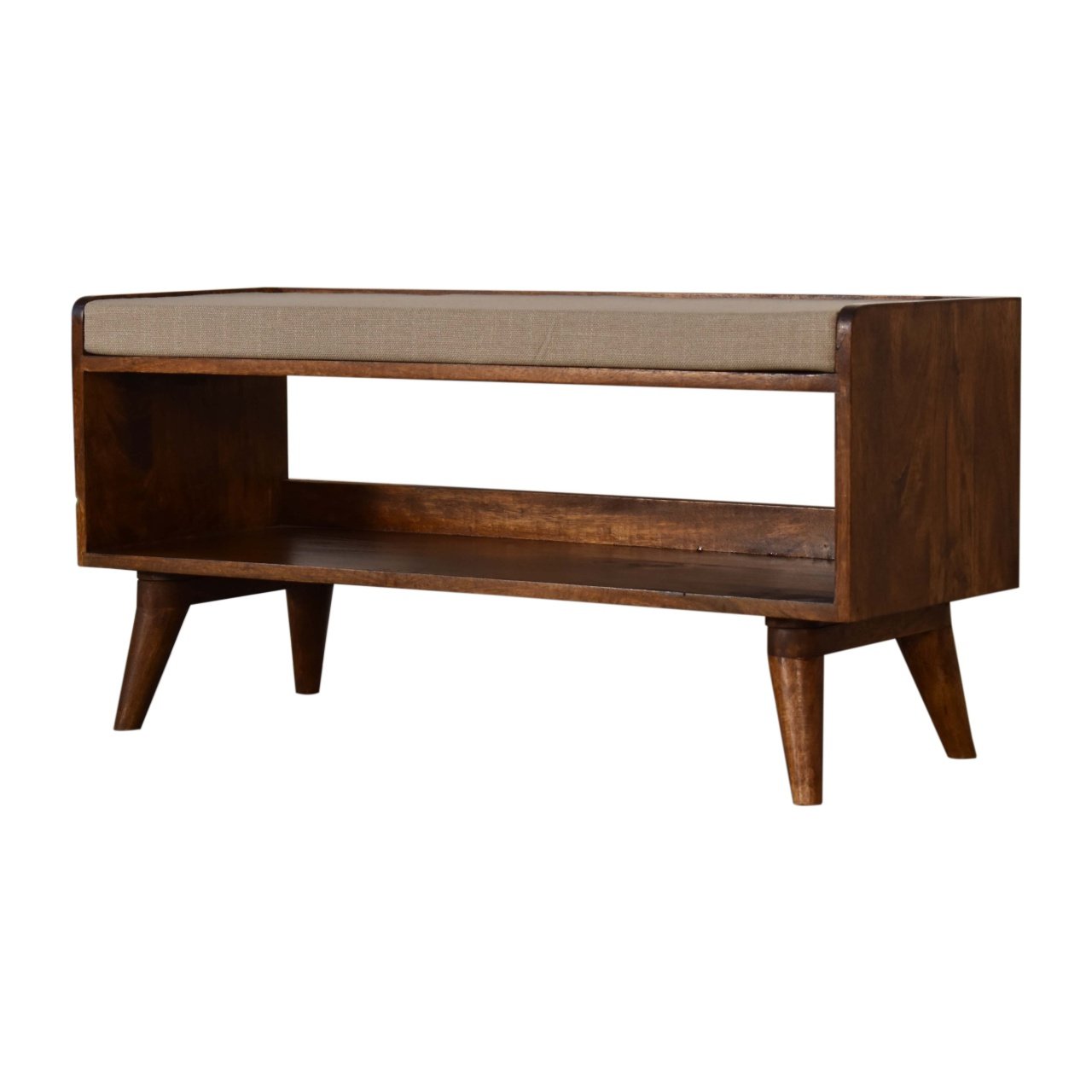 Ławka z litego drewna mango – kasztanowa, 90 cm — model IN2108