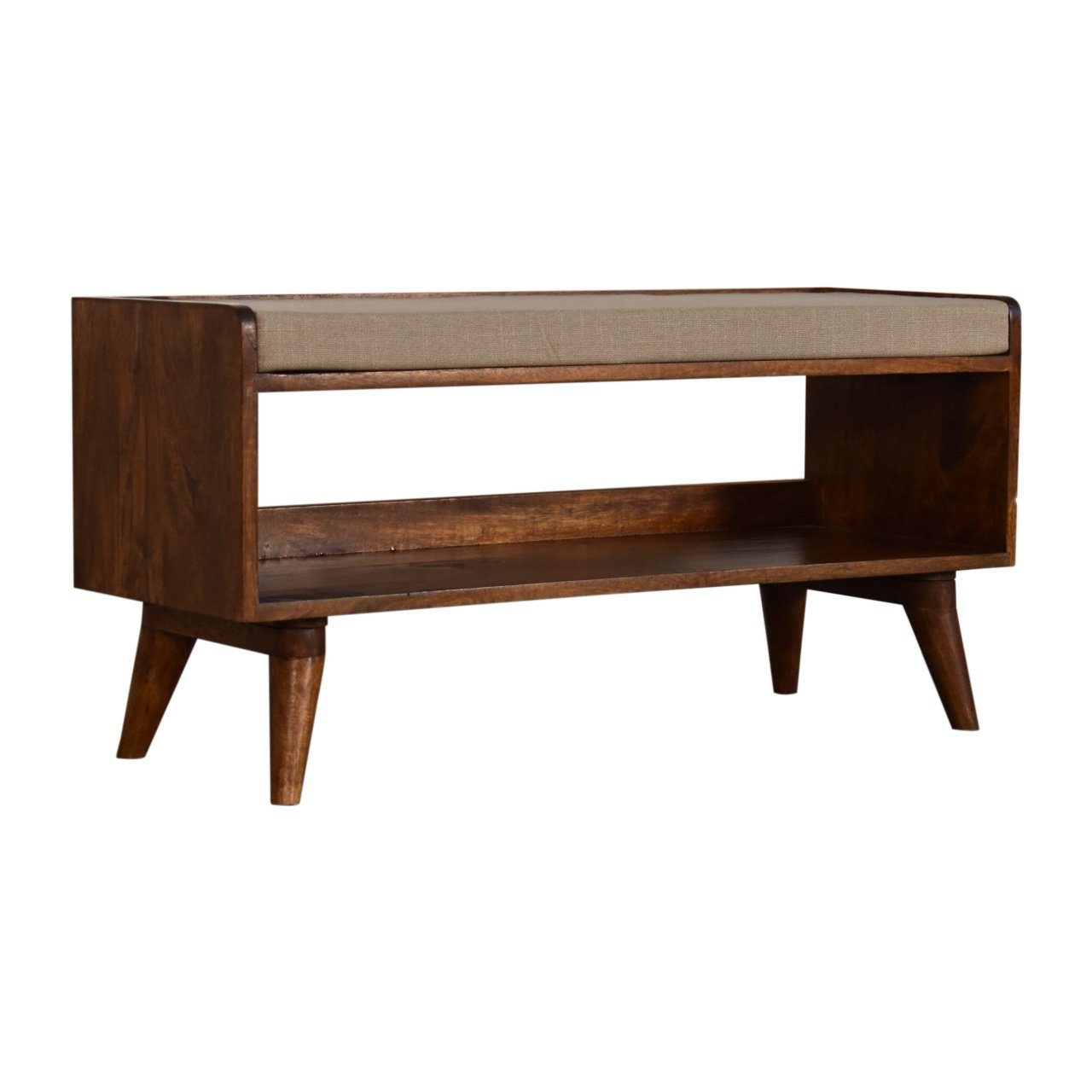 Ławka z litego drewna mango – kasztanowa, 90 cm — model IN2108 - Image 2