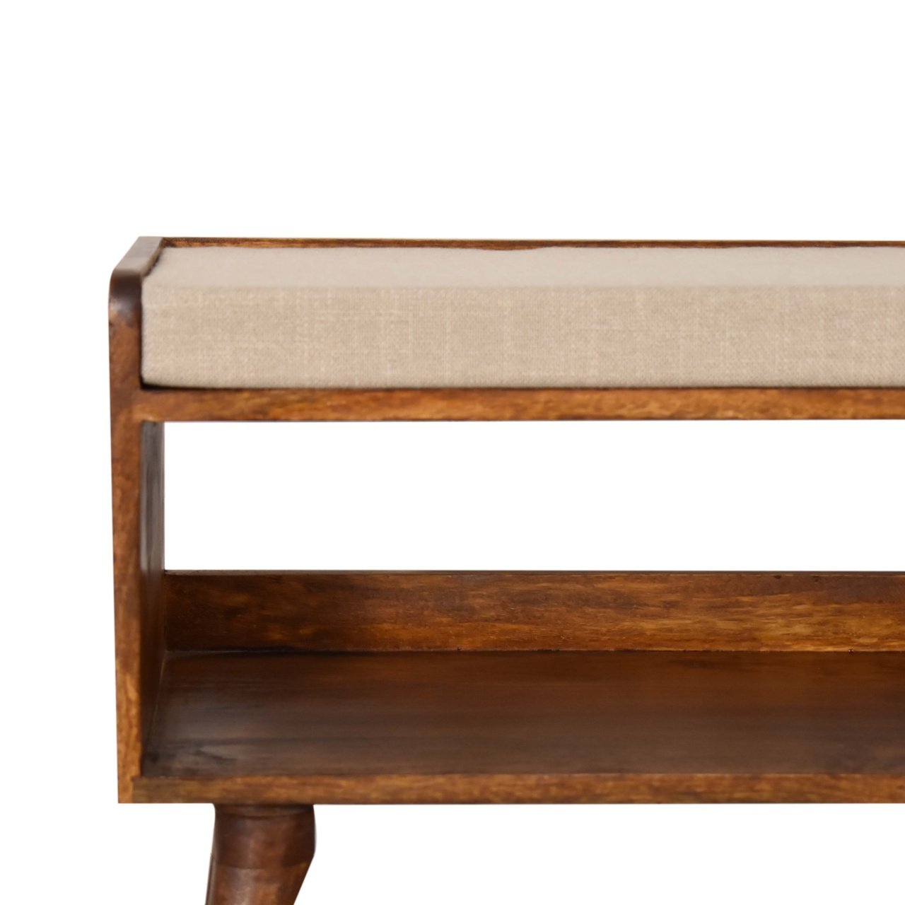 Ławka z litego drewna mango – kasztanowa, 90 cm — model IN2108 - Image 3