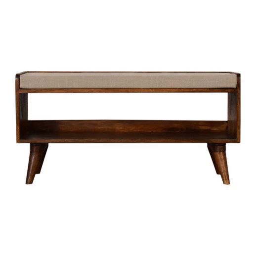 Ławka z litego drewna mango – kasztanowa, 90 cm — model IN2108 - Image 9