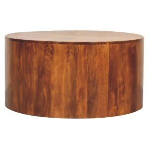 Stolik kawowy z naturalnych materiałów – kasztanowy, 90 cm