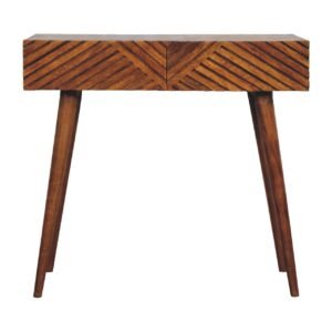 Stół z litego drewna mango – kasztanowy, 80 cm — model IN2119
