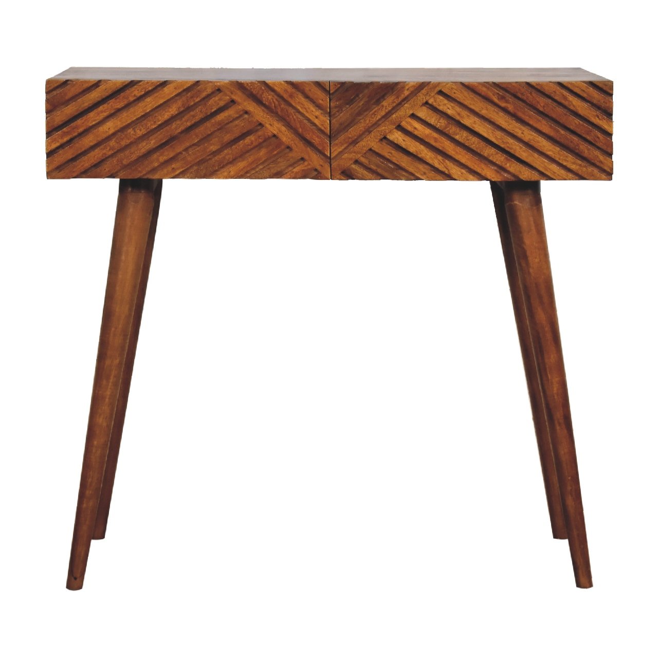 Stół z litego drewna mango – kasztanowy, 80 cm — model IN2119