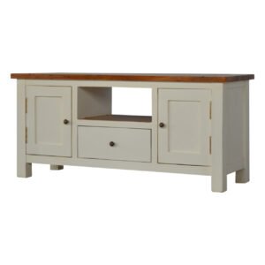 Szafka RTV z litego drewna mango – jasna, 110 cm — model IN212
