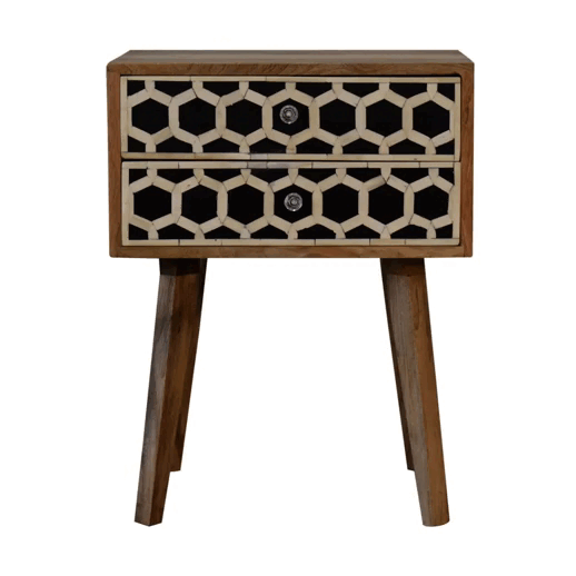 Szafka nocna z litego drewna mango – dębowa, 45 cm — model IN2130 - Image 9