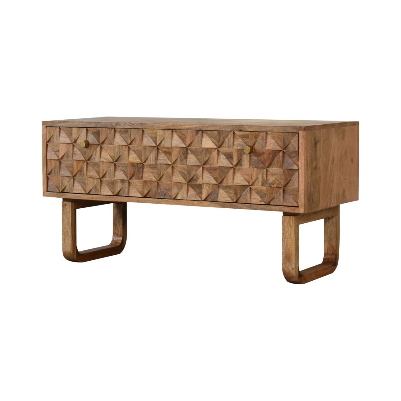 Ławka z litego drewna mango – dębowa, 90 cm - Image 8