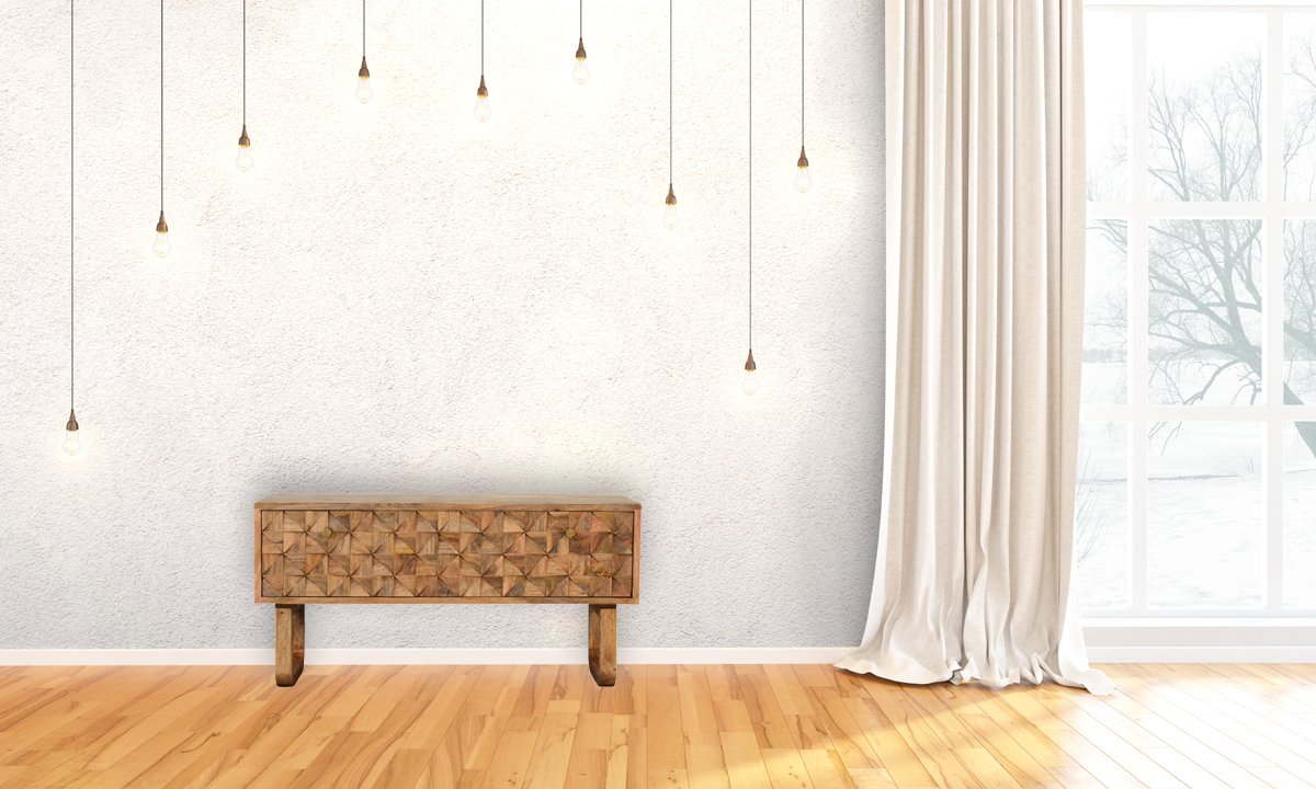 Ławka z litego drewna mango – dębowa, 90 cm - Image 10