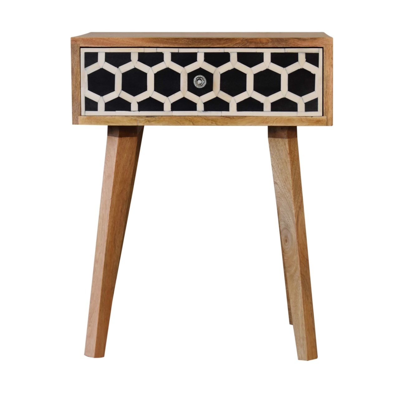 Szafka nocna z litego drewna mango – dębowa, 45 cm — model IN2144 - Image 2