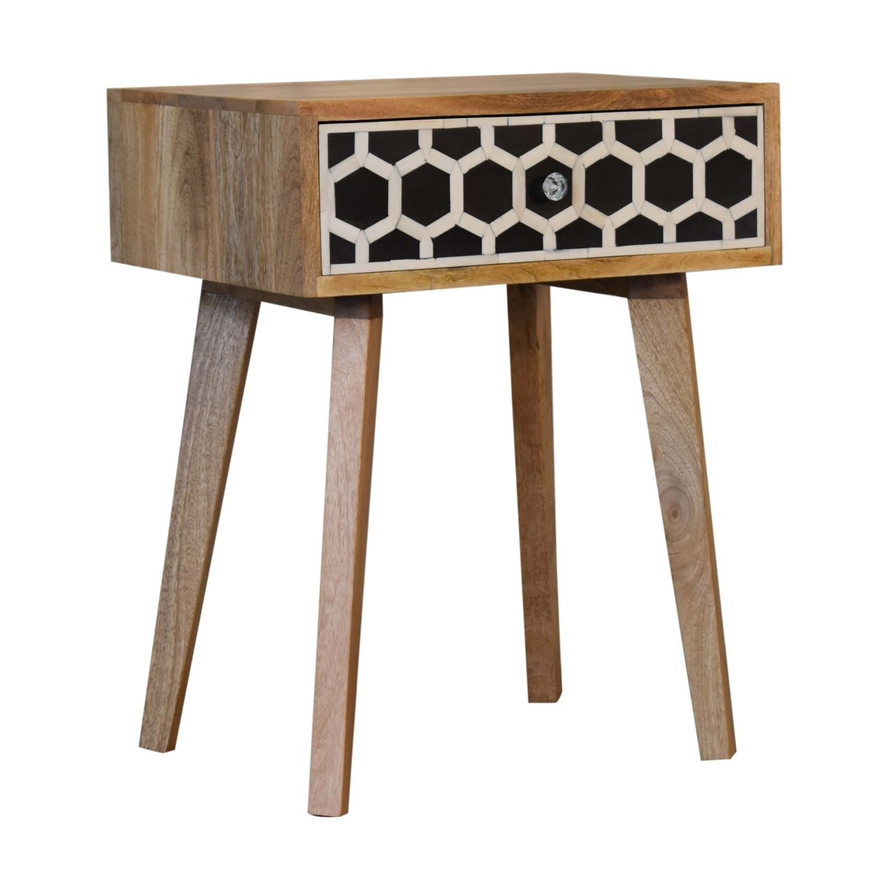 Szafka nocna z litego drewna mango – dębowa, 45 cm — model IN2144 - Image 3