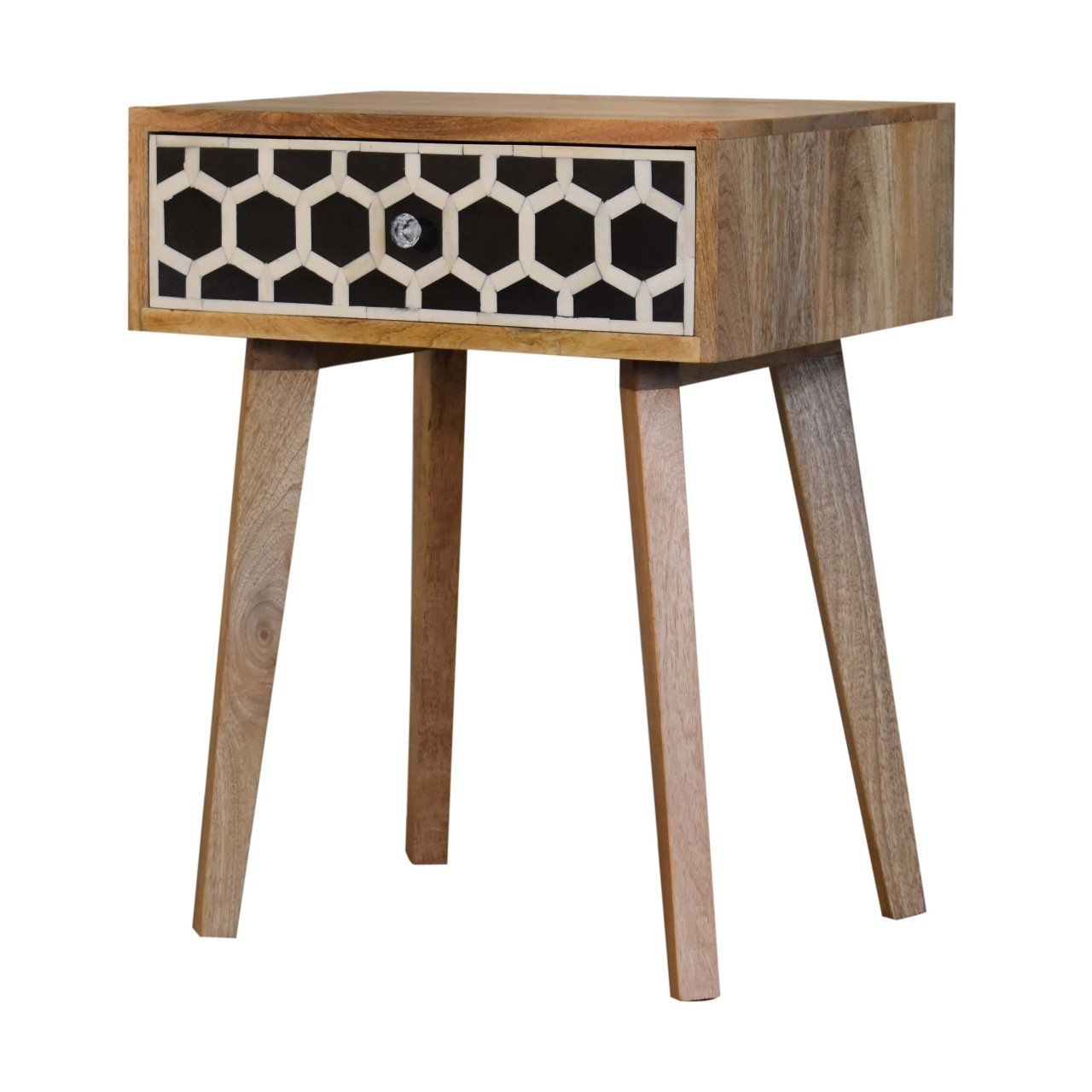 Szafka nocna z litego drewna mango – dębowa, 45 cm — model IN2144 - Image 4