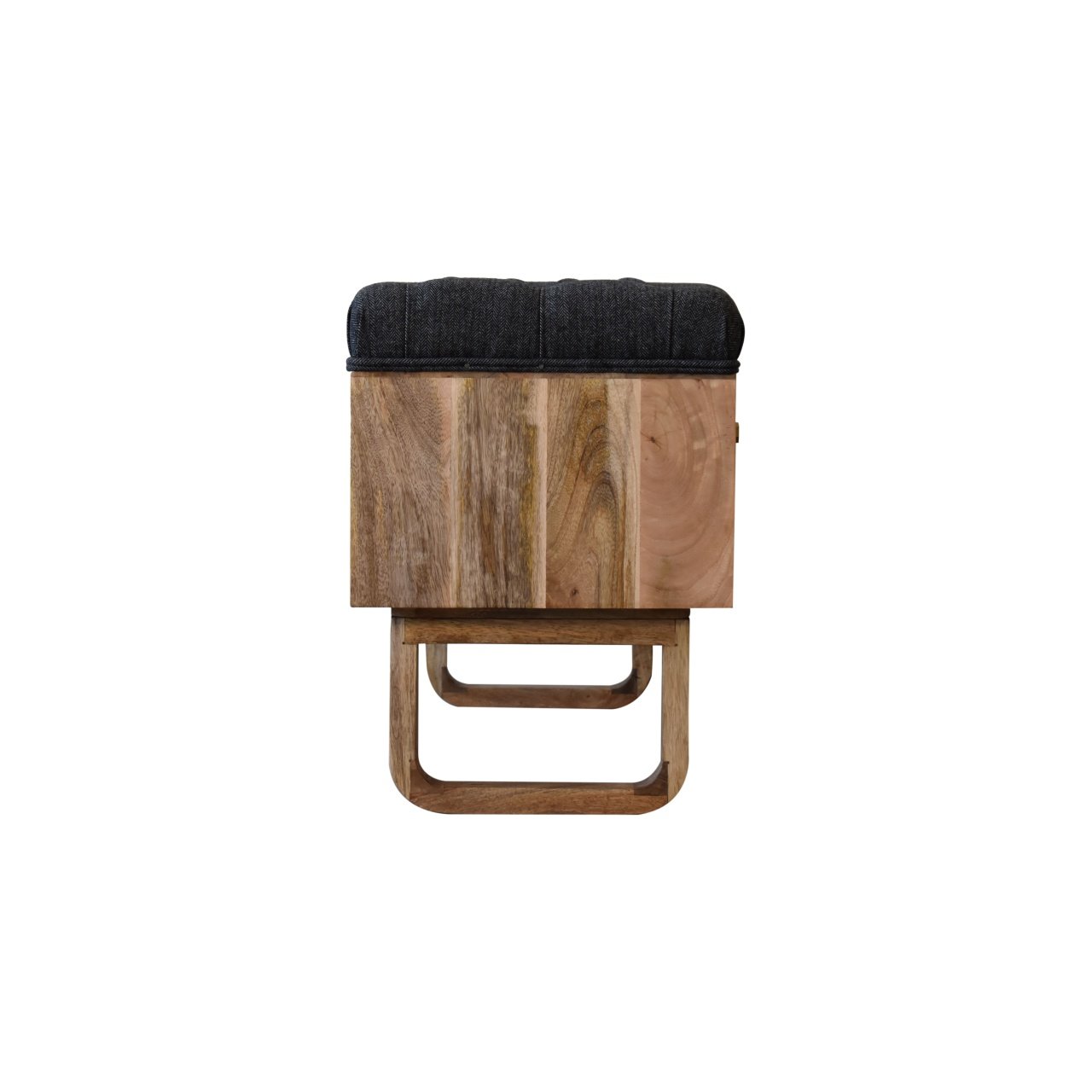 Ławka z litego drewna mango – czarna, 90 cm - Image 8