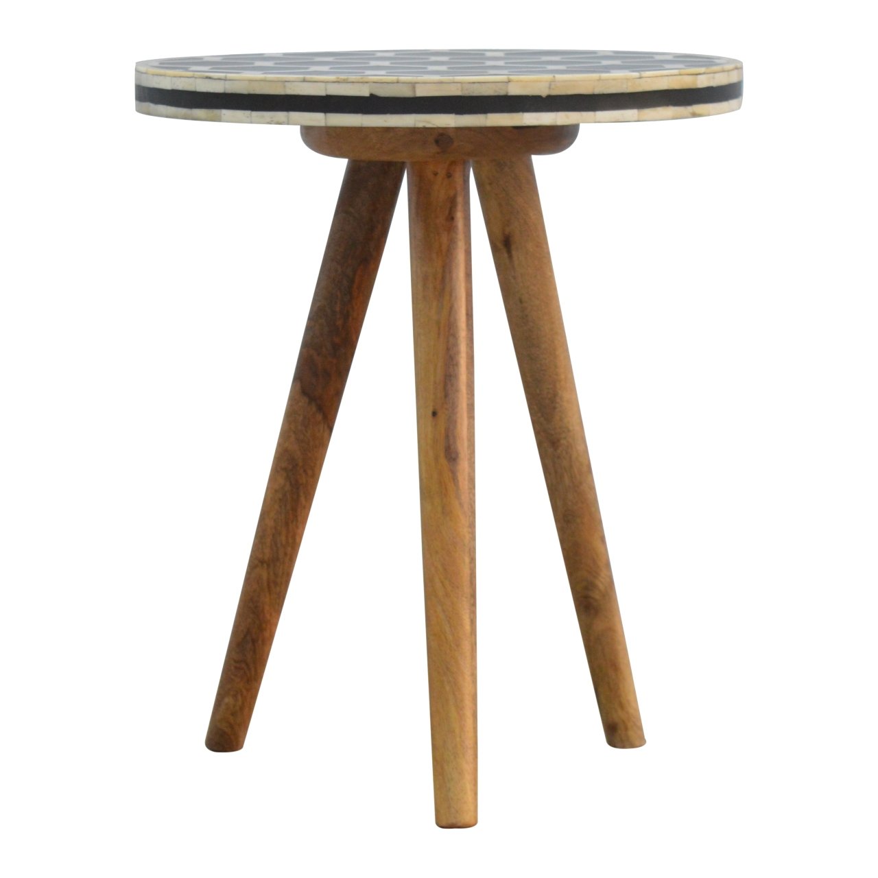 Pufa z litego drewna mango – dębowa, 35 cm - Image 7