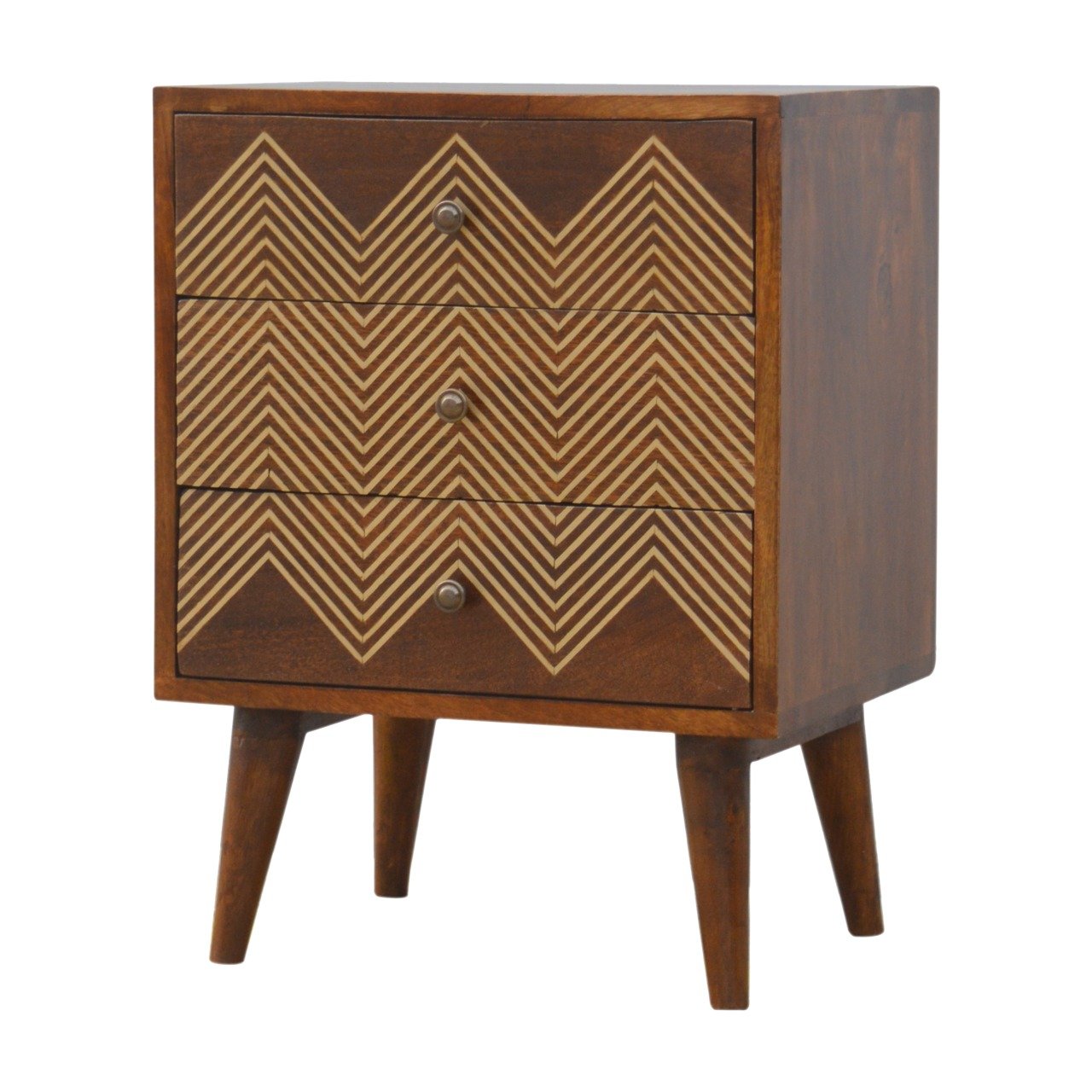 Szafka nocna z litego drewna mango – kasztanowa, 45 cm — model IN274 - Image 2