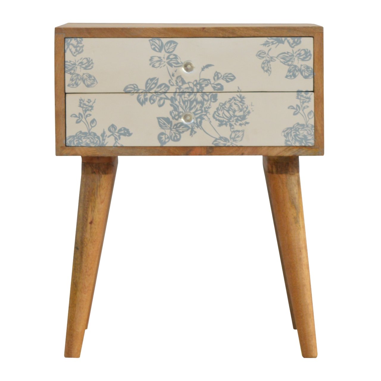 Szafka nocna z litego drewna mango – dębowa, 45 cm — model IN295