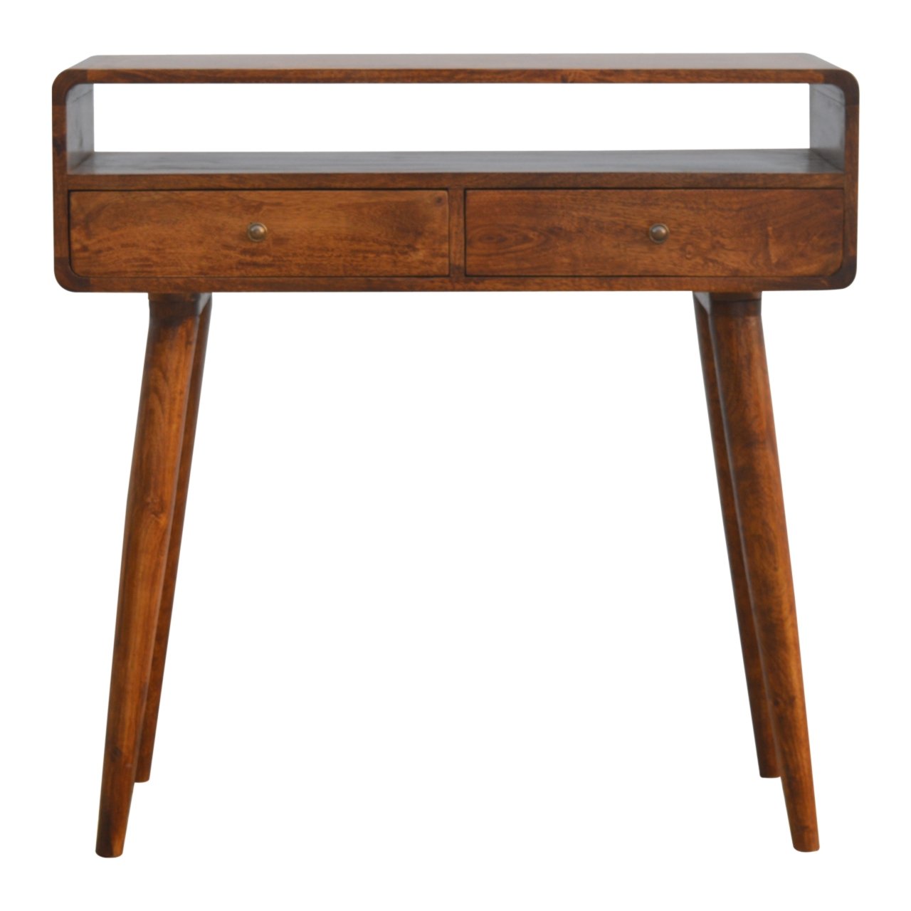 Stół z litego drewna mango – kasztanowy, 90 cm — model IN311