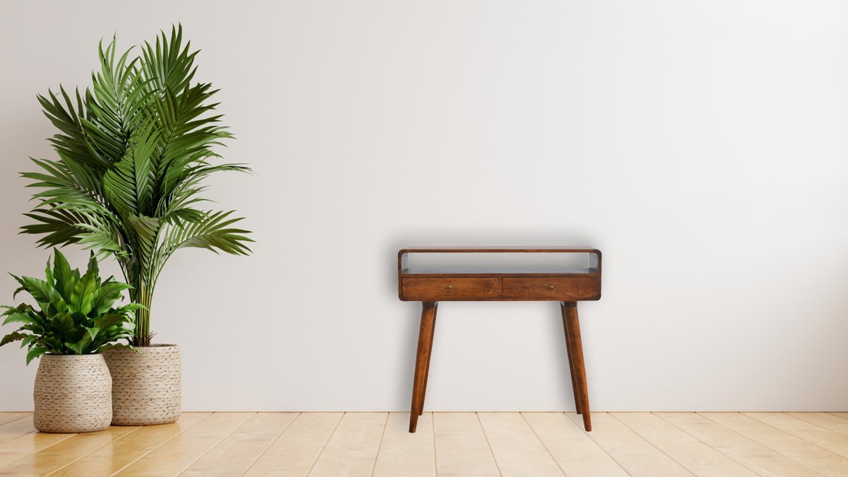 Stół z litego drewna mango – kasztanowy, 90 cm — model IN311 - Image 11