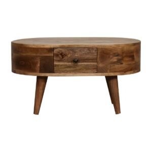 Stolik kawowy Artisan IN3328 – lite drewno mango, wykończenie dębowe
