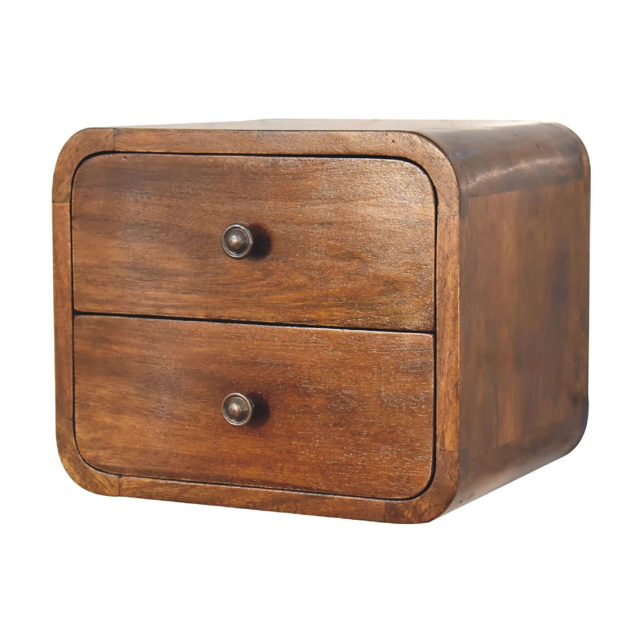 Szafka nocna z litego drewna mango – kasztanowa, 30 cm — model IN3263 - obrazek 2