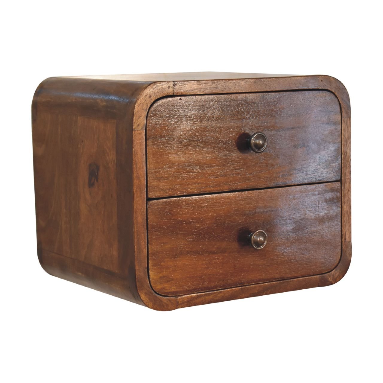 Szafka nocna z litego drewna mango – kasztanowa, 30 cm — model IN3263 - obrazek 3