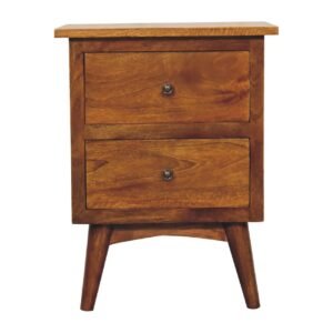 Szafka nocna z litego drewna mango – kasztanowa, 45 cm — model IN3269