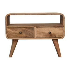 Szafka RTV z litego drewna mango – dębowa, 60 cm