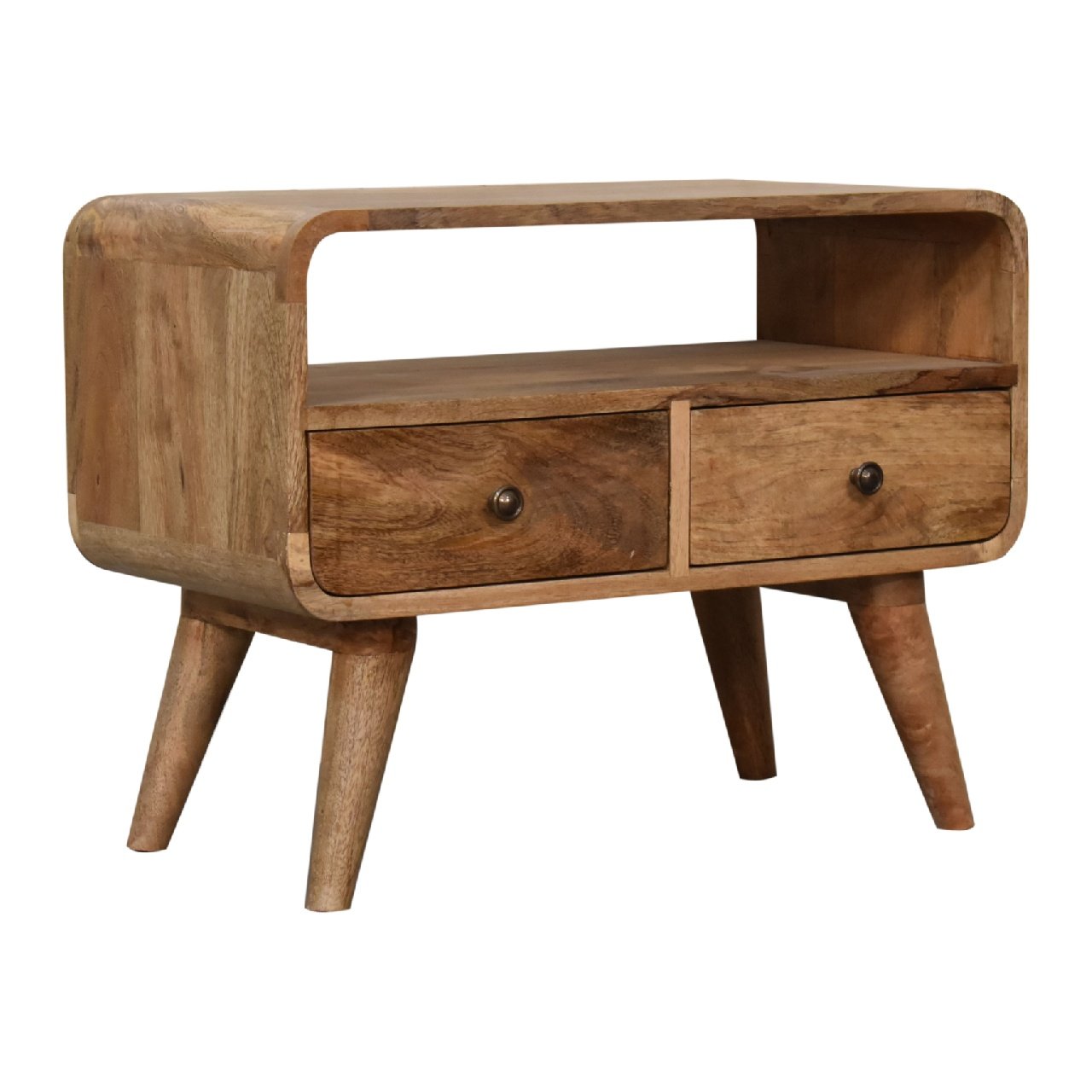 Szafka RTV z litego drewna mango – dębowa, 60 cm - obrazek 2