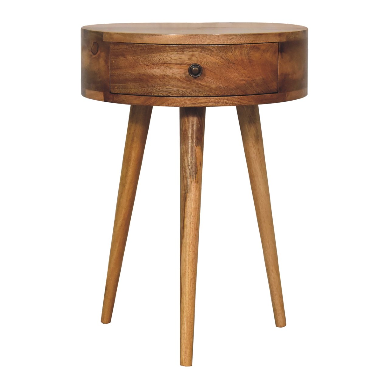 Szafka nocna z litego drewna mango – dębowa, 40 cm — model IN3279