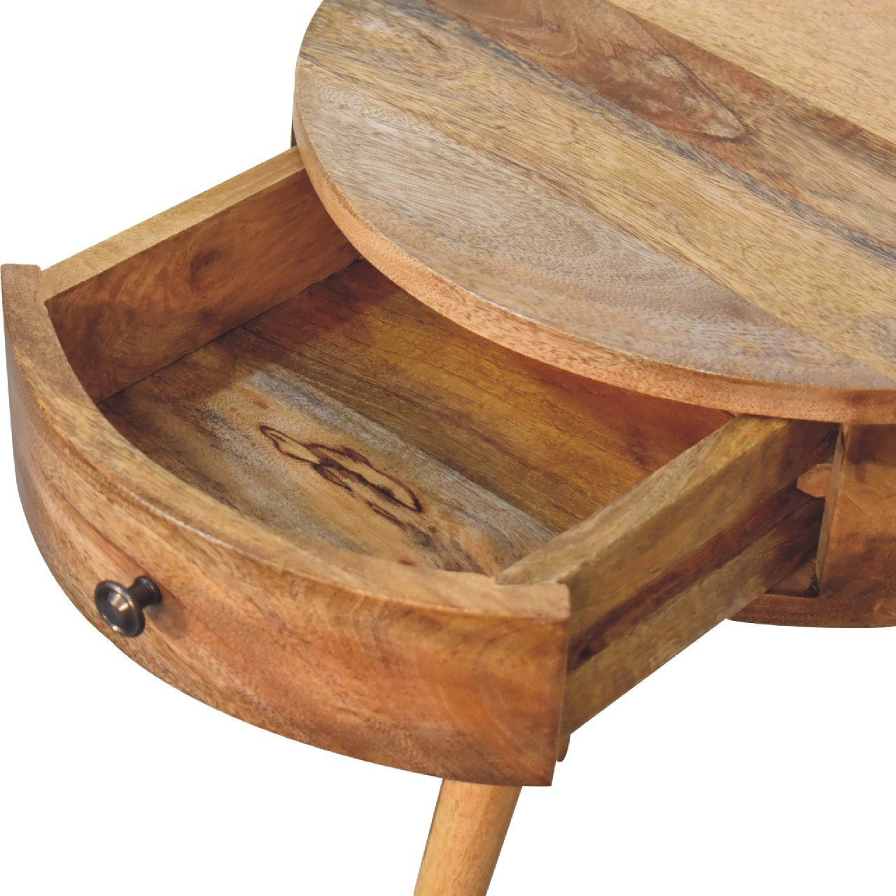 Szafka nocna z litego drewna mango – dębowa, 40 cm — model IN3279 - obrazek 5