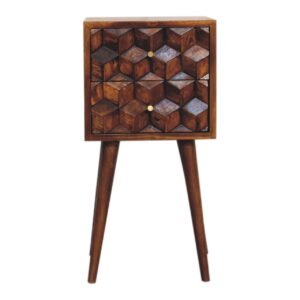 Szafka nocna z litego drewna mango – kasztanowa, 31 cm