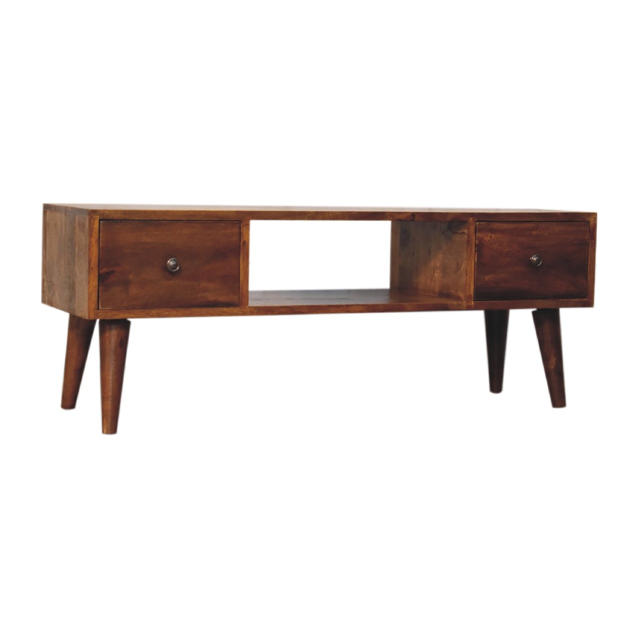 Stolik kawowy z litego drewna mango – kasztanowy, 100 cm - Image 3