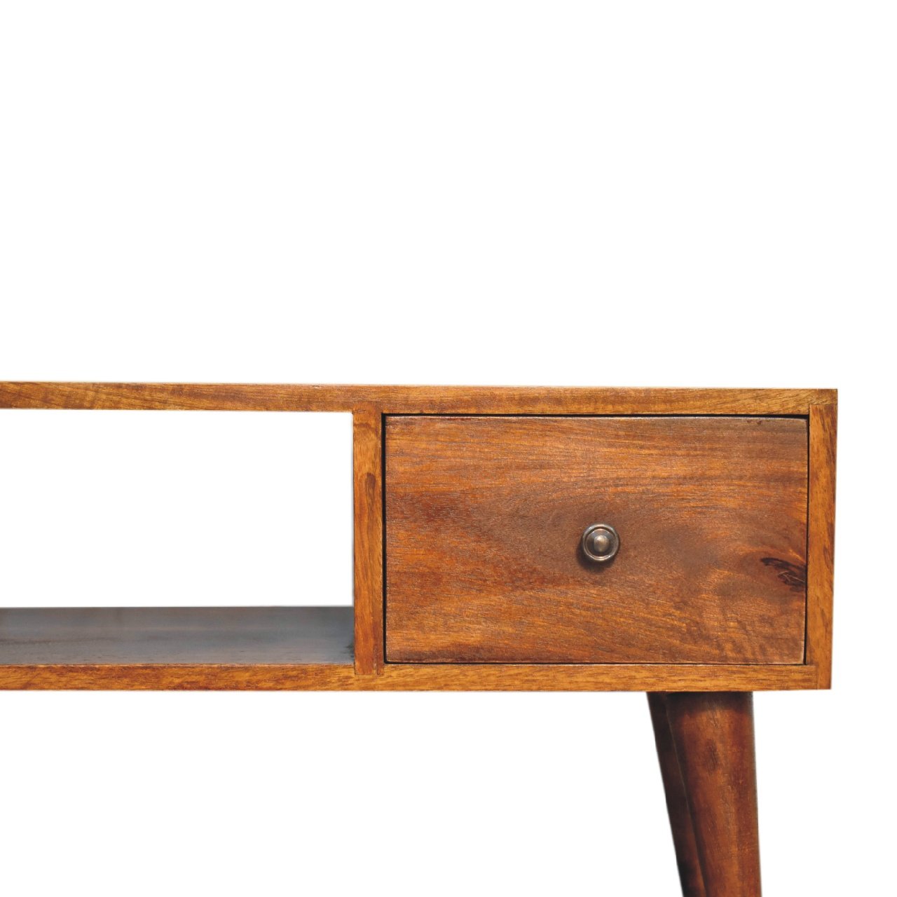 Stolik kawowy z litego drewna mango – kasztanowy, 100 cm - Image 4
