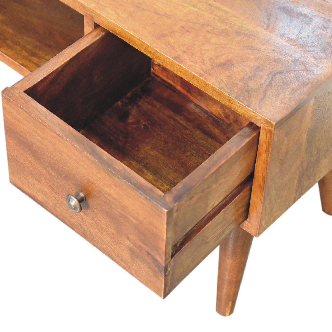 Stolik kawowy z litego drewna mango – kasztanowy, 100 cm - Image 6