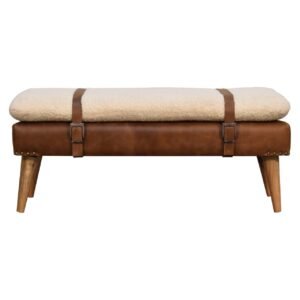 Ławka z drewna o dębowym charakterze – dębowa, 90 cm — model IN3300