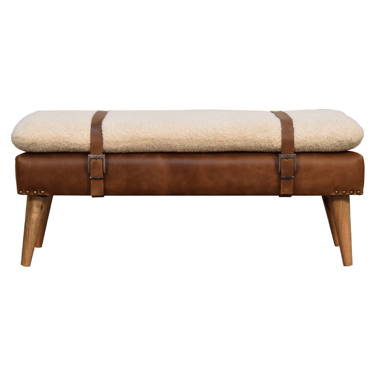 Ławka z drewna o dębowym charakterze – dębowa, 90 cm — model IN3300