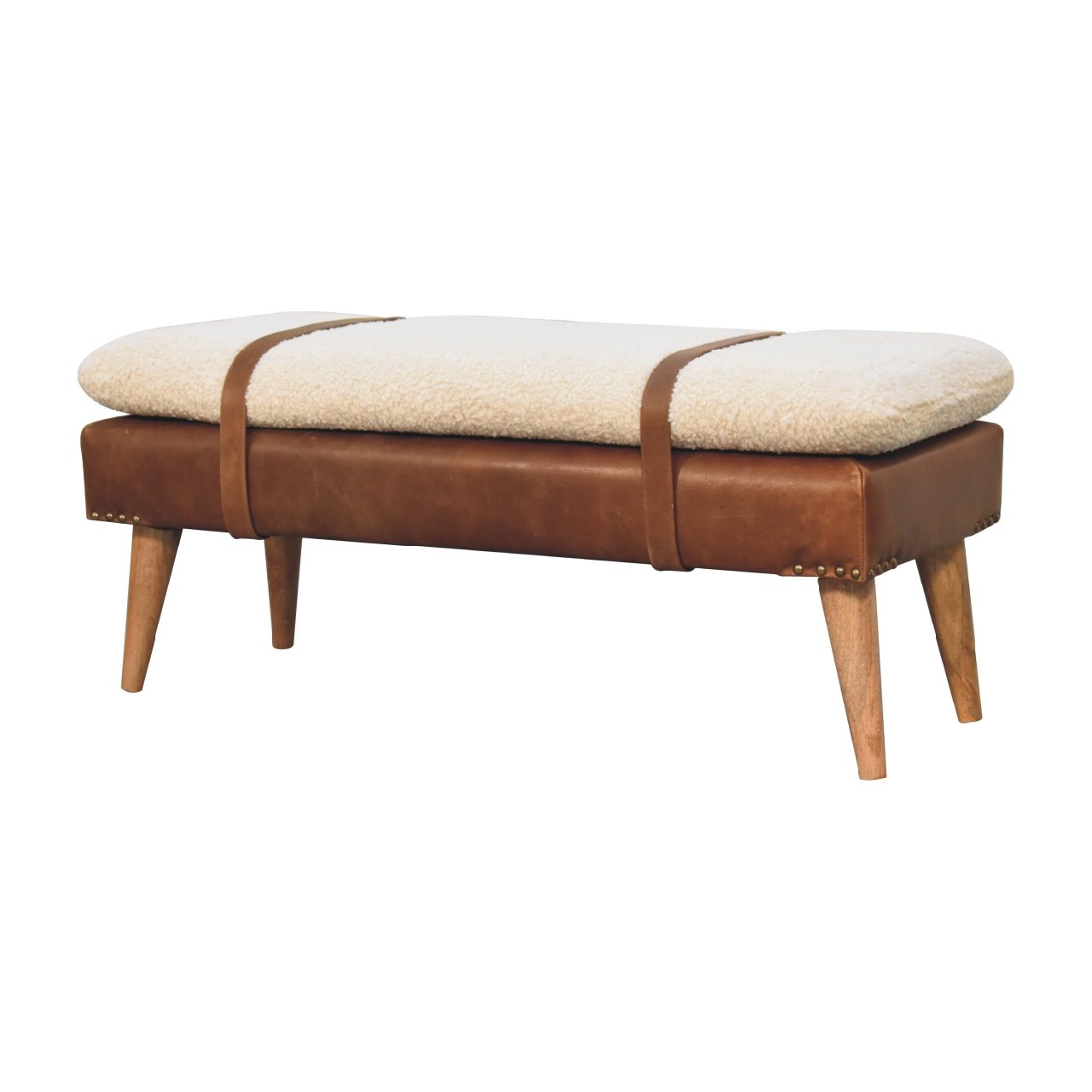 Ławka z drewna o dębowym charakterze – dębowa, 90 cm — model IN3300 - Image 2