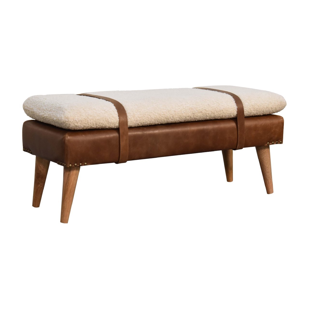 Ławka z drewna o dębowym charakterze – dębowa, 90 cm — model IN3300 - Image 3