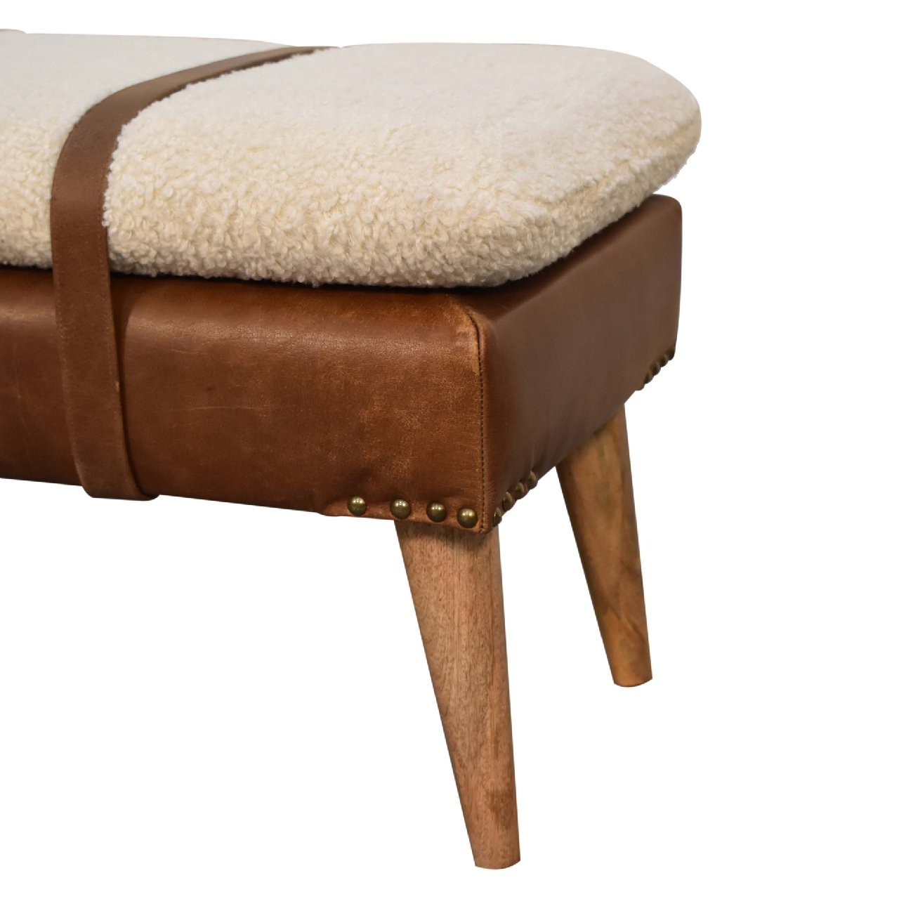 Ławka z drewna o dębowym charakterze – dębowa, 90 cm — model IN3300 - Image 6